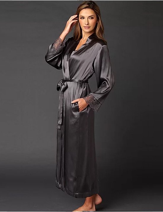 Zijden Kamerjas Le Soir Antraciet Julianna Rae L/XL
