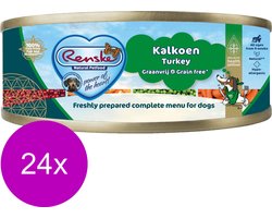 24x Renske Vers Gestoomd Complete Menu Hondenvoer Nat Senior Kalkoen Graanvrij 95 gr