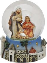 Wurm - Boule à neige - Noël - Jésus en crèche - Joseph et Marie - Etoiles - Bethléem - Wit - Ø7cm - hauteur 9 cm