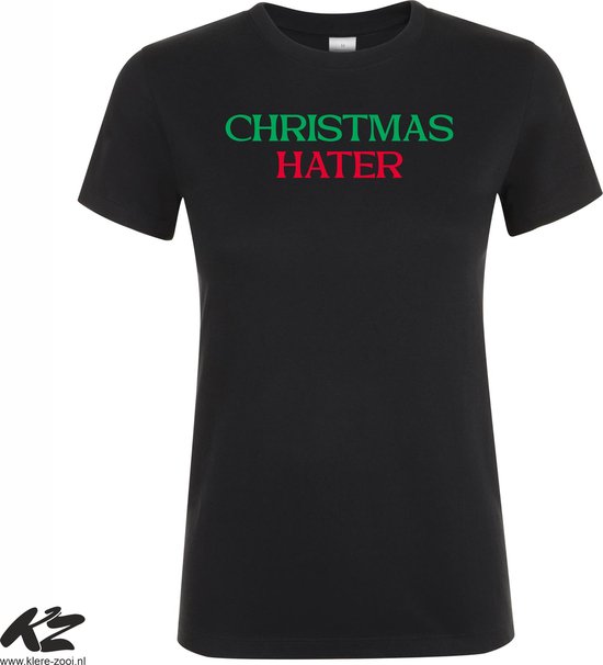Klere-Zooi - Christmas Hater - Zwart Dames T-Shirt - 4XL