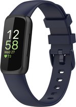Siliconen Smartwatch bandje - Geschikt voor Fitbit Inspire 3 siliconen bandje - donkerblauw - Strap-it Horlogeband / Polsband / Armband - Maat: Maat S