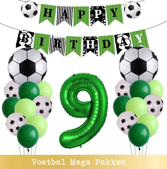 Voetbal Ballonnen - Cijfer Ballon 9 Jaar - Snoes - Megapakket - set van 24 Sport Voetbalfan Voetbal Jongen/Meisje - Sportieve - Voetbal Vrouwen Mannen - Kinderfeestje - Verjaardag - Helium Ballon nummer 9