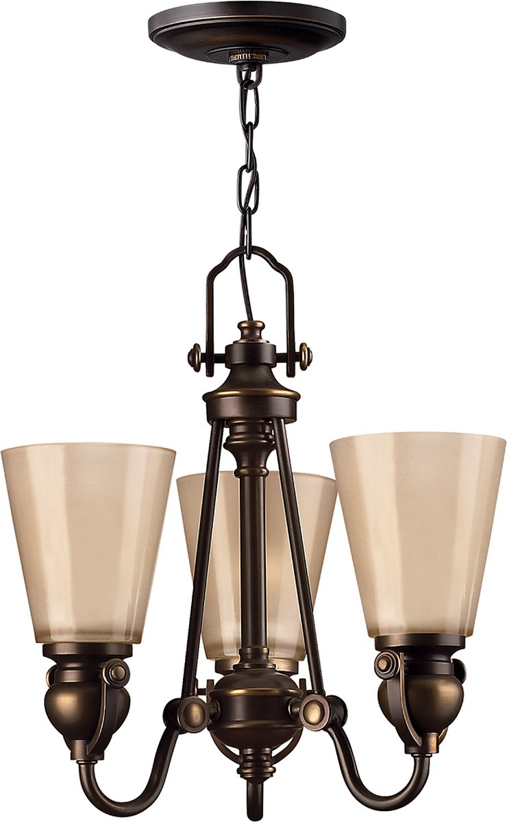 Landelijke Kroonluchter - Steady Lighting - Metaal - Landelijk - E14 - L: 36cm - Voor Binnen - Woonkamer - Eetkamer - Zwart
