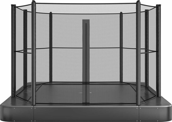 Akrobat Primus Flat to the ground Trampoline 380x250 Antraciet, incl. veiligheidsnet