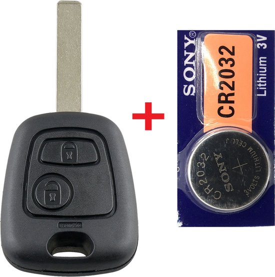 Boîtier de clé 2 boutons avec micro-interrupteurs + batterie Energizer  CR2032 pour clé
