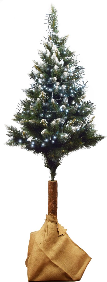 Kunstkerstboom diamanten kerstboom op Natuurlijke houten stam 180 cm - Kunst DIAMANT PIJNBOOM 180CM - Kunstkerstboom 180cm sneeuw Kerstboom