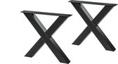 2 st. Stalen X Tafelpoten Zwart Koker 100 x 100 X - Metalen Tafel Onderstel X + 3 jaar garantie - 100% Nederlandse kwaliteit