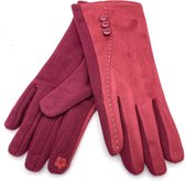 Handschoenen met Knopen - Dames - One Size - Touchscreen Tip - Rood