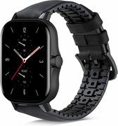 Strap-it Leren / siliconen smartwatch bandje - geschikt voor Xiaomi Amazfit GTS 1-2-3-4 - Mini / Bip / Bip S / Bip Lite / Bip U Pro / Amazfit GTR 42mm - zwart