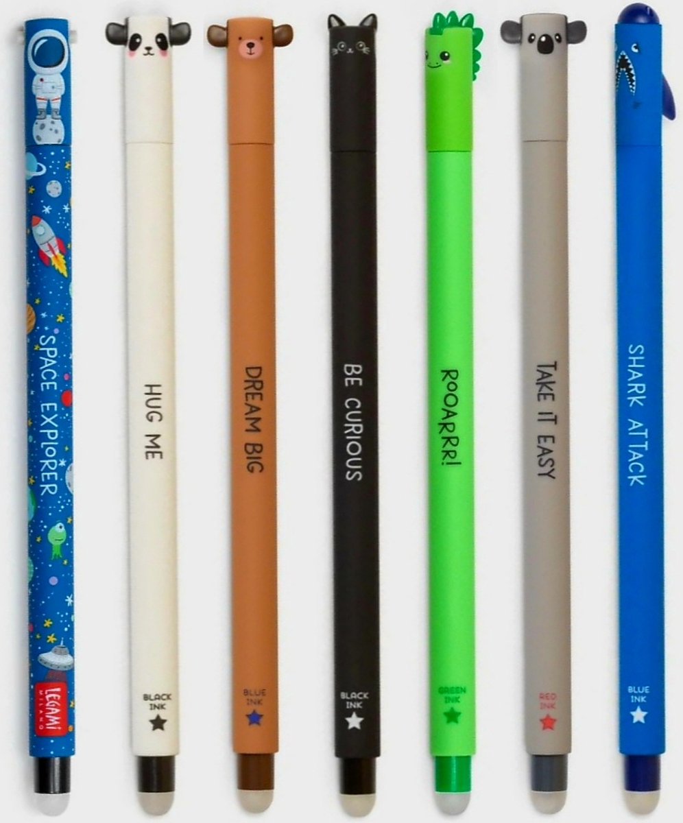 Legami Uitwisbare pennen Panda Koala Beer Kat Haai Dino