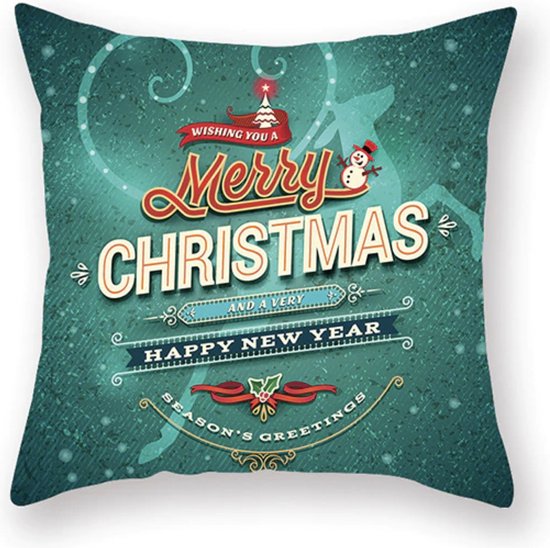 Kerst kussenhoes Groen met Merry Christmas afmeting 45 x 45 cm