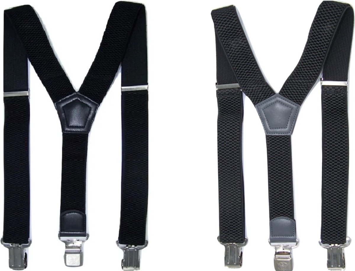 iBello set van 2 bretels zwart en grijs grote gesp