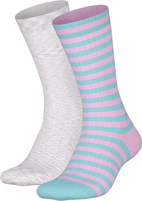 Scotch & Soda Stripe Classic Sock (2-pack) - heren sokken - lila - turquoise gestreept - Maat: 39-42
