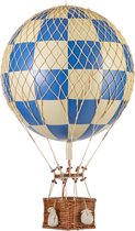 Authentic Models - Luchtballon Royal Aero - Luchtballon decoratie - Kinderkamer decoratie - Blauw Geruit - Ø 32cm