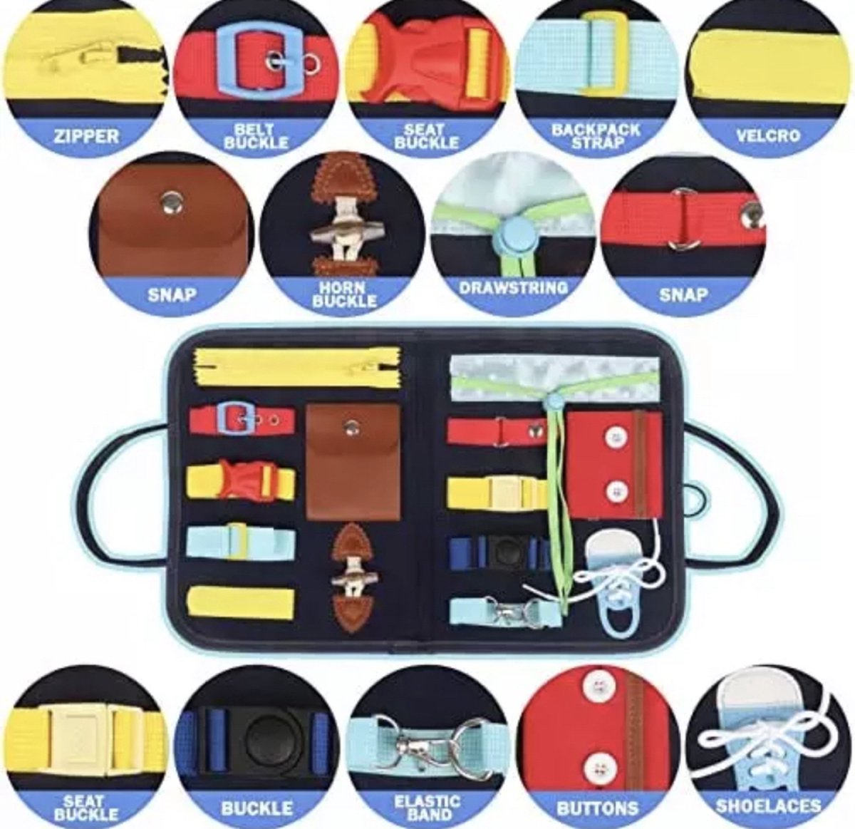 HOMCENT Busy Board voor peuters met schakels, Montessori-speelgoed met schakelaars en knoppen, babyactiviteitenbord van hout, educatief speelgoed voor jongens en meisjes