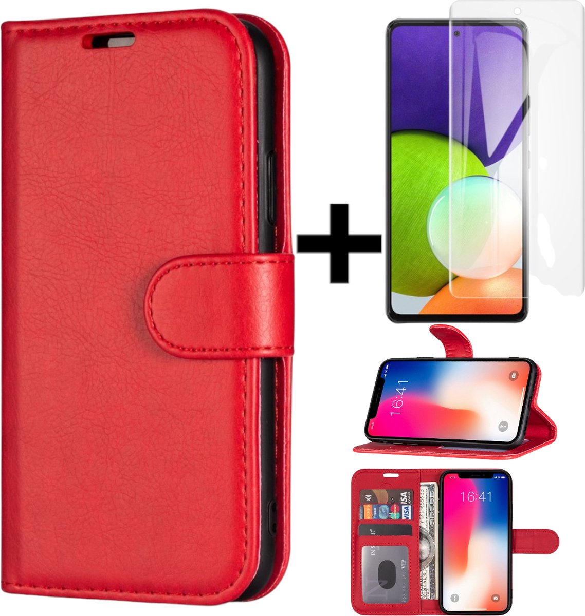 Hoesje Geschikt voor Huawei P 40 pro Book case + screen protector/ Rico Vitello L Wallet case kleur Rood