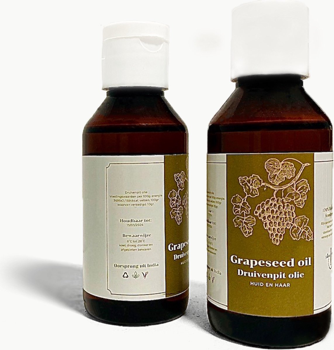 sciencesisters - Druivenpitolie - Baby olie - Grapeseed oil - 100 ml - koud geperst - huidolie - haar olie - haar serum - haargroei - huidverzorging - gezichtsverzorging - massage olie - vitamine e olie