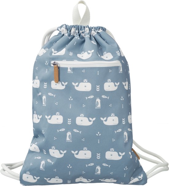 Fresk Zwemtas Kind – 38 x 27 cm – Gymtas – Waterafstotende Strandrugzak voor Kinderen – Zwemzak met Ophanglus – Blauw - Whale Blue Fog