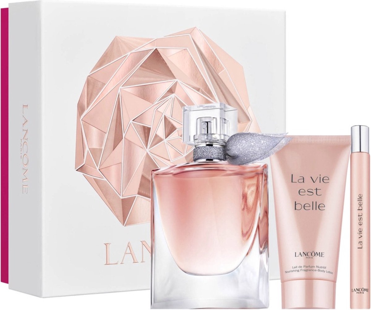Lancome La Vie est Belle - Geschenkset - 50 ml Eau de parfum + 10 ml Pocketspray + 50 ml Body Lotion