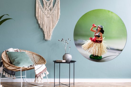 Danseuse de hula sur tableau de bord Assiette en plastique cercle mural ⌀ 150 cm XXL / Groot format!
