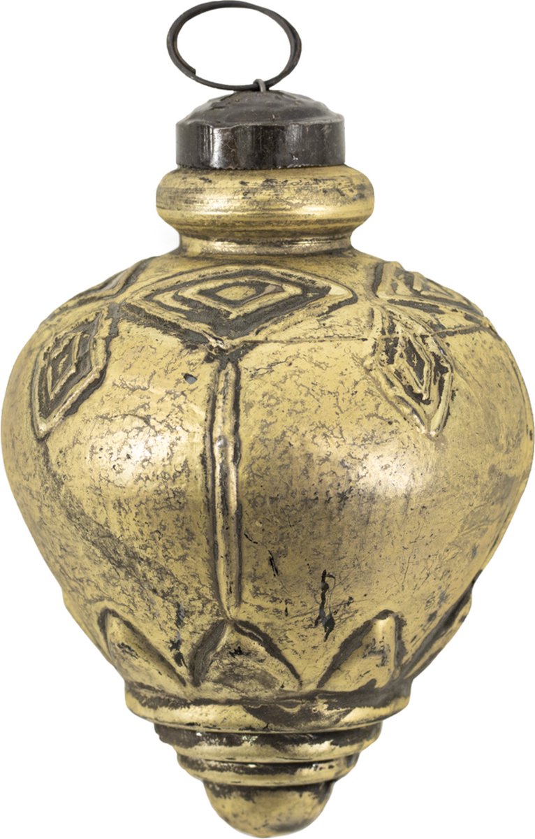 Glazen kerstbal antique gold - kerstornament - kerstversiering goud - glazen kerstdecoratie
