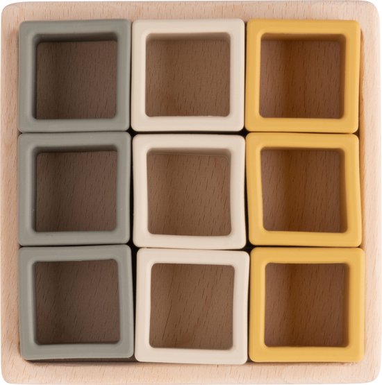 Baby's Only Houten vormenpuzzel met siliconen blokken - Baby puzzel - Baby speelgoed - Earth - Baby cadeau