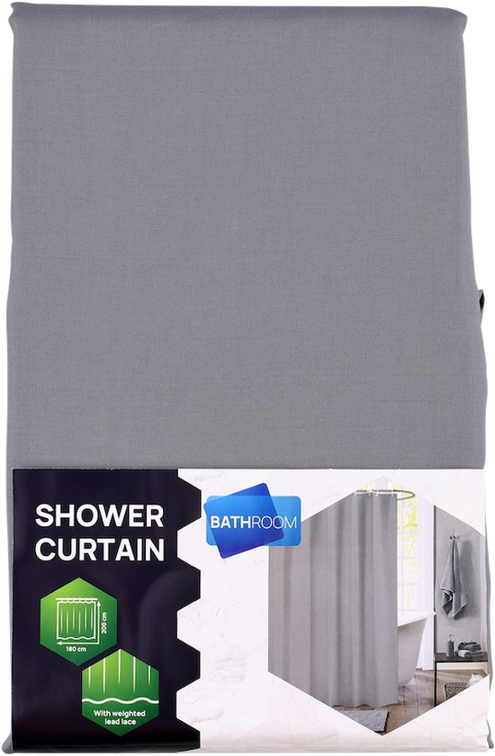 Premium Douchegordijn Grijs 12 Ringen Polyester
