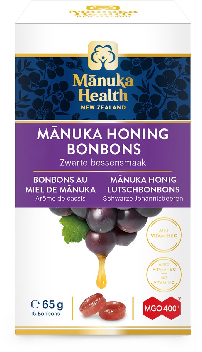 Manuka health Honing Zwarte Bes MGO 400+ zuigtabletten