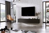 Meubel Square - TV meubel DIAMOND - Mat Zwart - 180cm - Hangend TV Kast