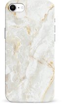 xoxo Wildhearts Marble Off Whites - Single Layer - Hoesje geschikt voor iPhone SE 2022 / SE 2020 hoesje - Marmer hoesje - Shockproof base - Beschermhoesje geschikt voor iPhone 7 / 8 / SE 2022 / SE 2020 case - Gebroken wit