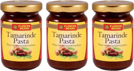Flowerbrand® | 3 x 100 gram Tamarinde Pasta | Aziatisch koken | Oosterse kruidenpasta Assem/asam