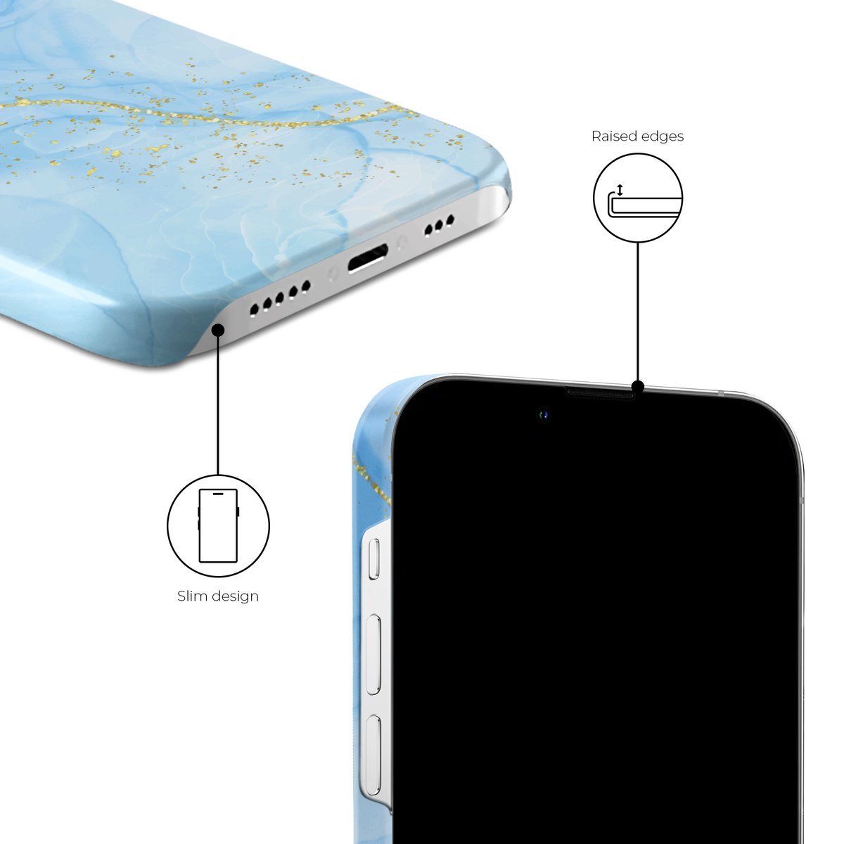xoxo Wildhearts Marble Blue - Single Layer - Hoesje geschikt voor iPhone 13 Pro hoesje - Marmer hoesje - Shockproof case - Beschermhoesje geschikt voor iPhone 13 Pro case - Blauw