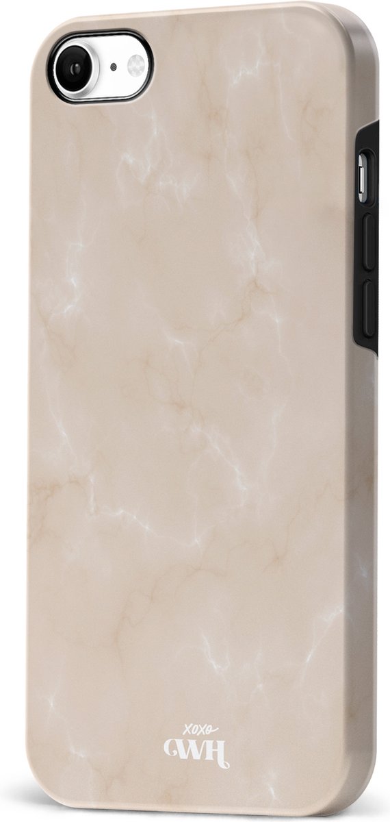 Marble Nude Vibes - Double Layer - Hardcase hoesje geschikt voor iPhone SE 2022 / SE 2020 hoesje roze - Roze shockproof case geschikt voor Apple iPhone 8 / 7 hoesje marmer - Roze