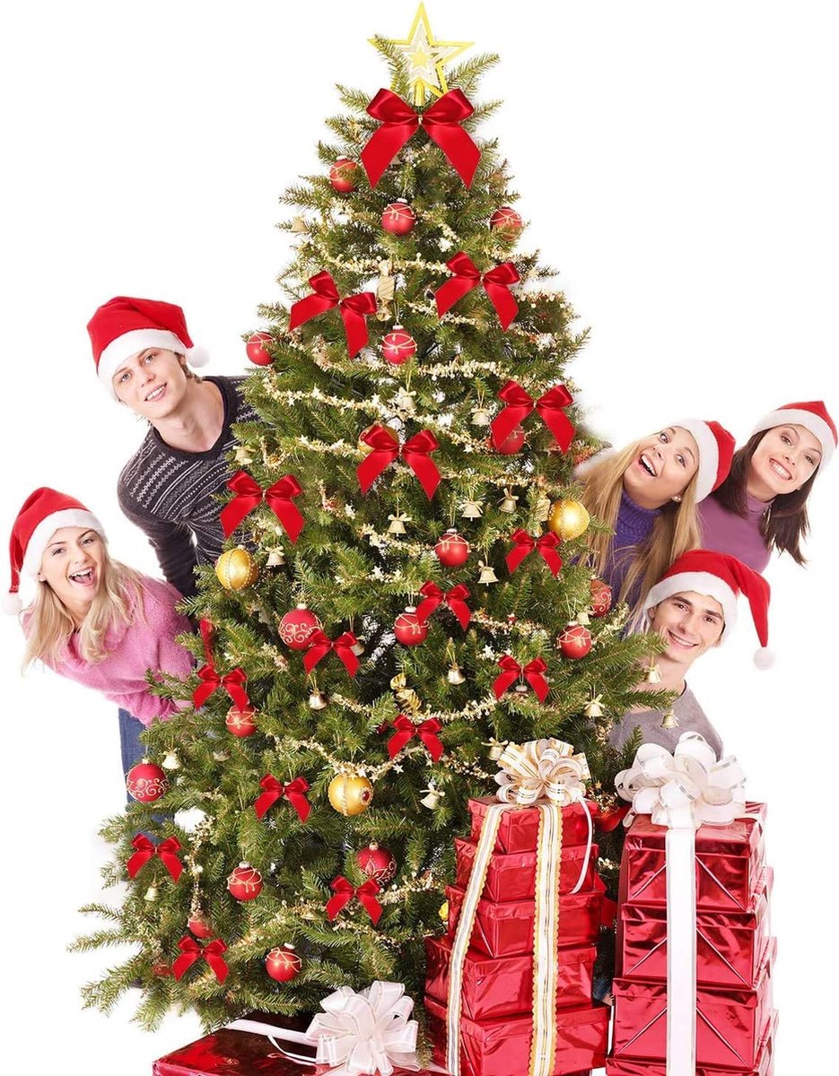 144 stuks kerststrikken, rode kerststrikken, decoratie voor de