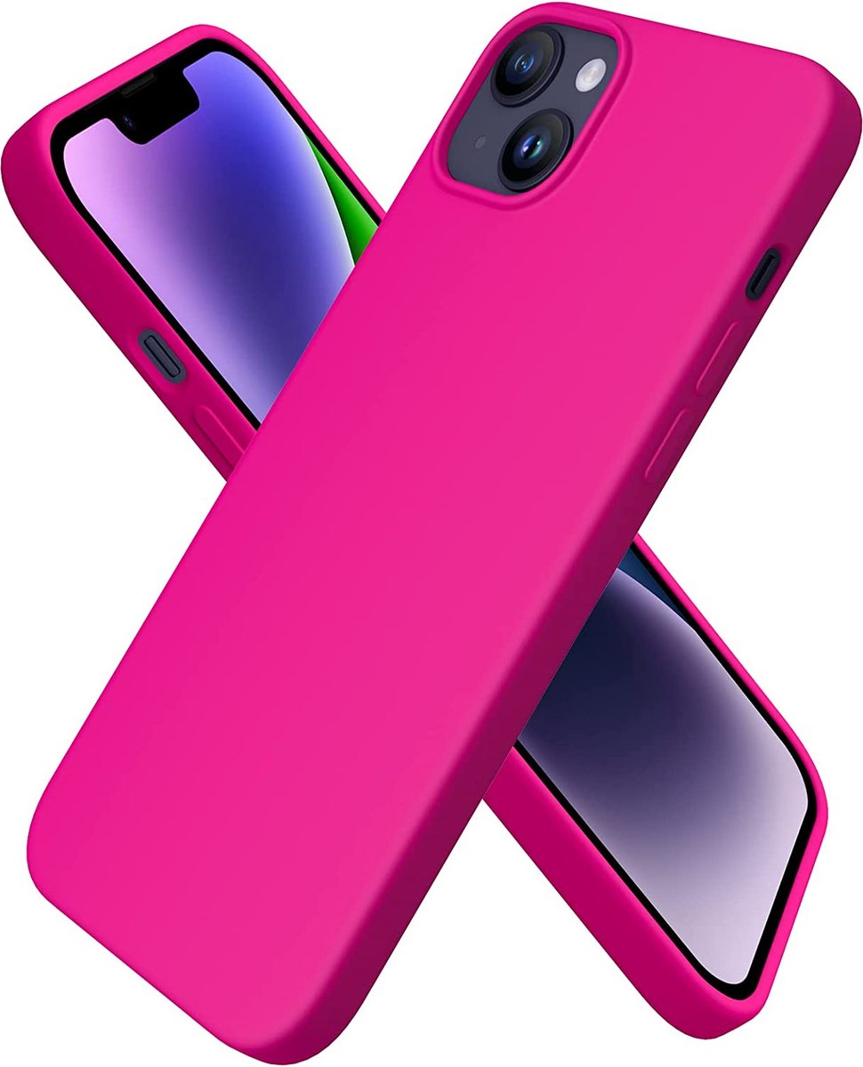 Compatibel met iPhone 14 Plus, 6,7 inch 2022, siliconen case, ultradunne volledige bescherming, vloeibare siliconen telefoonhoes, bescherming voor iPhone 14 Plus 6,7 inch 2022 lichtroze
