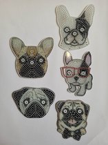 Diamond painting sleutelhangers honden (5 stuks) dubbelzijdig te beplakken