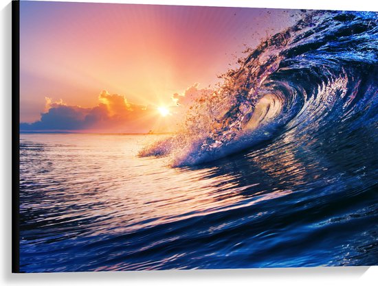 WallClassics - Toile - Golf dans la mer au coucher du soleil - 100x75 cm Tableau sur toile (Décoration murale sur toile)