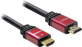 Delock 84333 HDMI-kabel HDMI Aansluitkabel HDMI-A-stekker, HDMI-A-stekker 2.00 m Rood/zwart Vergulde steekcontacten, Me