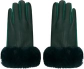 Groene Handschoenen Faux Fur & Leather look - Herfst/Winter - Dames - Groen