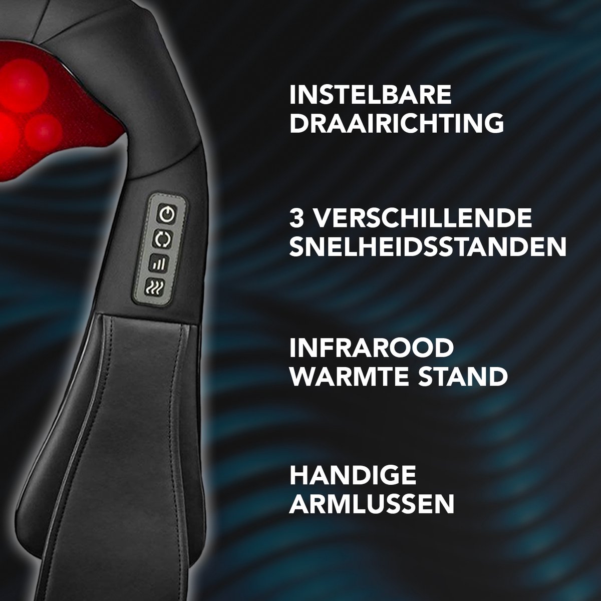 Afbeelding 2 van Infinity Goods Shiatsu Massagekussen - Elektrisch - Nek, Schouder en Rug - Infrarood Warmtefunctie - 8 Massagekoppen - Massageapparaat - Zwart