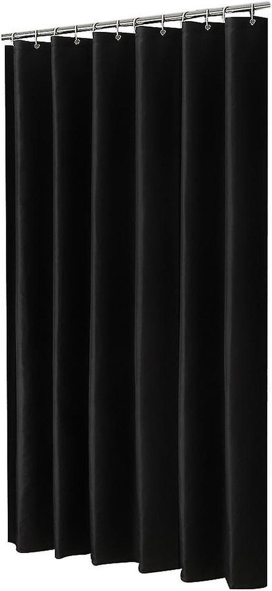 Livetti Douchegordijn Zwart met ringen voor douchestang 180x200 cm