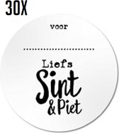 30x Liefs Sint & Piet sluitstickers - Zwart & Wit - 45mm Sluitsticker - Sluitzegel - Sint - Sinterklaas - Piet - Stickers - 30 stuks - Naam schrijven -  Envelop sticker - Kaart  -  Cadeau – Gift - Cadeauzakje - Pakjesavond - Sinterklaas - 5 december