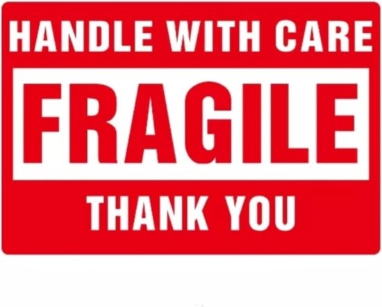 Foto: Kleine stickers fragile handle with care thank you 40 stuks multiplaza rood waarschuwing breekbaar pakket verzenden brief transport