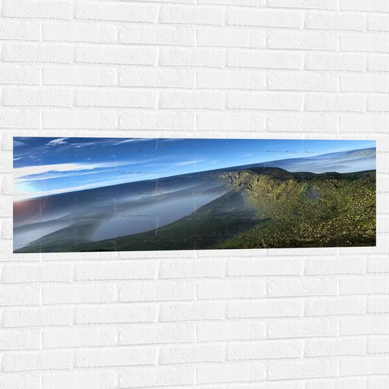 WallClassics - Muursticker - Groten Meren in een Berglandschap - 120x40 cm Foto op Muursticker