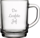 Gegraveerde theeglas 25,5cl De Leafste Juf