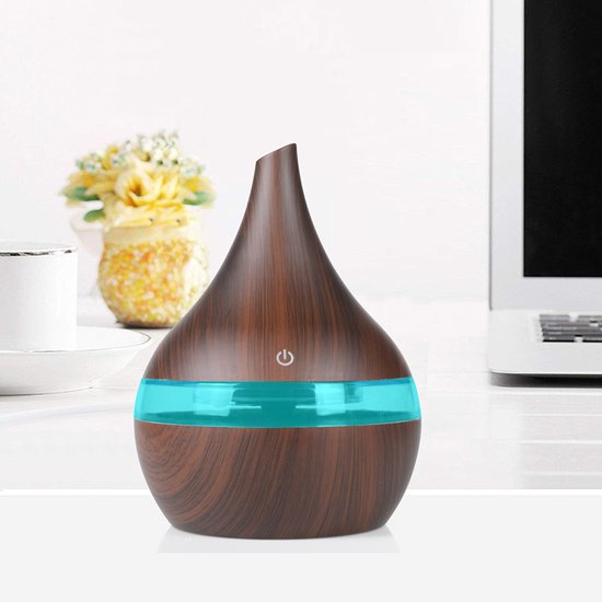upbreathing -aroma Diffuser 300ML - Humidifier for Aromathérapie - 7 LED Colors-darkwood Wood Design