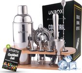 UNBOX Cocktail Set - Cocktail Shaker Set - Cocktailset met Bamboe Standaard