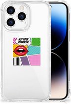 Telefoonhoesje Geschikt voor iPhone 14 Pro Anti Shock Bumper Case met transparante rand Popart Princess