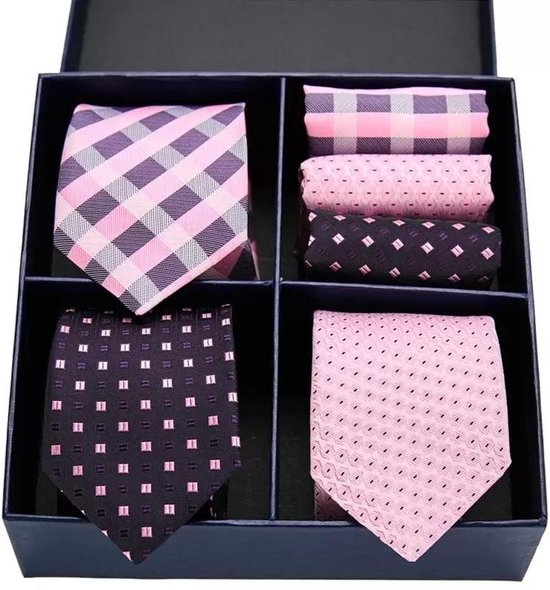 3 pièces de cravates et pochettes 100% soie dans une boîte cadeau | coffret  luxe -... | bol.com