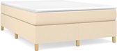 vidaXL - Boxspring - bed - stof - crèmekleurig - 140x200 - cm